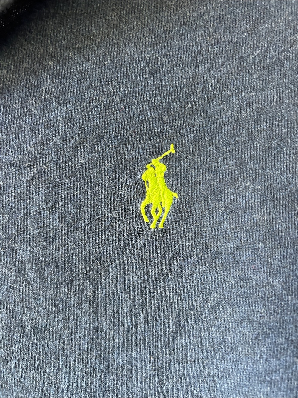 Polo Ralph Lauren Navy Zip-Up Hoodie with Lime Pony, Size L - Picture 2 of 4